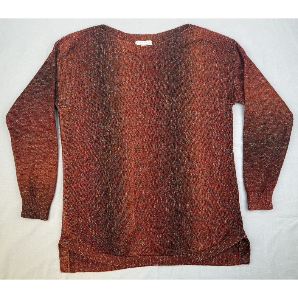 Cozy Speckled Knit Sweater L Rust Orange Cottagecore Fall